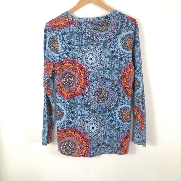Longyuan kaleidoscope pattern long Sleeves boho top Size M - Picture 7 of 7